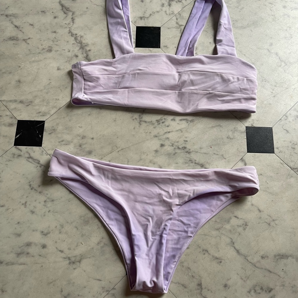 purple bathing suit size small top and bottom from shein